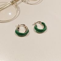 Green Drip Glaze Geometric Irregular Circle Earrings Korean Personality Retro Temperament Earrings main image 4