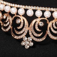 Baroque Alloy Crown European And American Wedding Bridal Jewelry Banquet Performance Headdress Rhinestone Pearl Crown main image 5