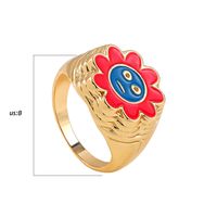 Fashion New European And American Niche Design Crystal Drop Oil Sun Flower Ring Simple Ring main image 5