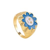 Fashion New European And American Niche Design Crystal Drop Oil Sun Flower Ring Simple Ring main image 6