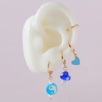 Qingdao Davey Européen Et Américain De Mode Bijoux Oreille Clip Pêche Coeur Champignon Polymère Argile Yin Et Yang Boucles D'oreilles Oreille Unilatérale Clip Boucles D'oreilles main image 2