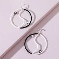 Qingdao Davey European And American Fashion Jewelry Rice-shaped Beads Stringed Beads Yin And Yang Exaggerated Earrings Girls Earrings main image 3