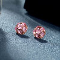 Small Simple Pink Diamond Earrings S925 Silver Needle Design Crystal Diamond Earrings Jewelry Trend main image 3
