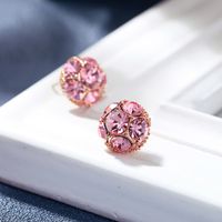 Small Simple Pink Diamond Earrings S925 Silver Needle Design Crystal Diamond Earrings Jewelry Trend main image 4