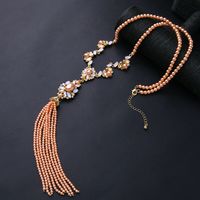 Korean Style Long Fringed Pearl Necklace National Fashion Ethnic Sweater Chain Fashion Temperament Necklace Internet Influencer Street Snap Necklace main image 2