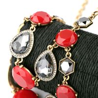 Fashion Magazine Style Red Gemstone Necklace Ruili Design Diamond-embedded Drop Shape Necklace Stylish And Personalized Sweater Chain main image 3