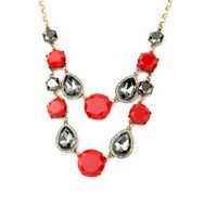 Fashion Magazine Style Red Gemstone Necklace Ruili Design Diamond-embedded Drop Shape Necklace Stylish And Personalized Sweater Chain main image 5