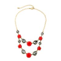 Fashion Magazine Style Red Gemstone Necklace Ruili Design Diamond-embedded Drop Shape Necklace Stylish And Personalized Sweater Chain main image 6