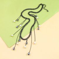 Hip Hop Street Snap Pearl Necklace French Entry Lux Fresh Tassel Pendant Necklace Internet Celebrity Same Style Fashion Sweater Chain main image 5