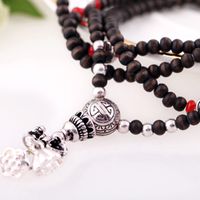 Retro Ethnic Fragrant Wood Bead Necklace Personality Long Sweater Chain Accessories Pendant Trend main image 5