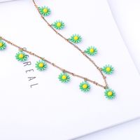 Korean Style Creative Long Sweater Chain Fresh Green Flower Necklace Girlfriends Same Style Gift Necklace Wholesale Fashion main image 3