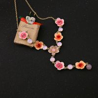 Creative Flower Earrings French Style Small Fresh Temperament Necklace Matching Jewelry Sweater Chain Clavicle Chain main image 2