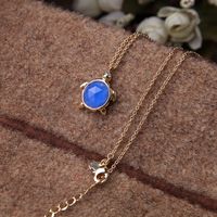 Temperament Blue Gem Necklace Small Exquisite Crystal Diamond Necklace Light Luxury Niche Simple Sweater Chain Wholesale main image 1