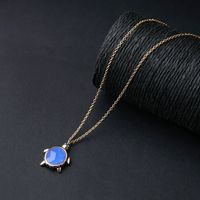 Temperament Blue Gem Necklace Small Exquisite Crystal Diamond Necklace Light Luxury Niche Simple Sweater Chain Wholesale main image 5