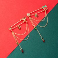 Christmas Series Alloy Color Dripping Oil Bowknot Bells Chain Brooch Tassels Christmas Accessories main image 1