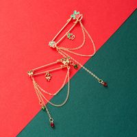 Christmas Series Alloy Color Dripping Oil Bowknot Bells Chain Brooch Tassels Christmas Accessories main image 3