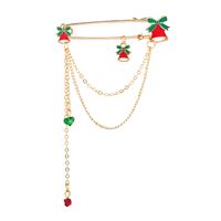 Christmas Series Alloy Color Dripping Oil Bowknot Bells Chain Brooch Tassels Christmas Accessories main image 6