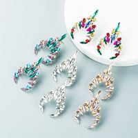 Fashion Ins Cold Style Colorful Rhinestone Full Diamond Geometric Earrings Female European And American High Sense Online Influencer Earrings Wholesale main image 2