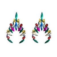 Fashion Ins Cold Style Colorful Rhinestone Full Diamond Geometric Earrings Female European And American High Sense Online Influencer Earrings Wholesale main image 6