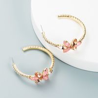 Cross-border Simple Alloy Inlaid Color Rhinestone Flower Earrings Trend High-end Sense C-shaped Earring main image 5