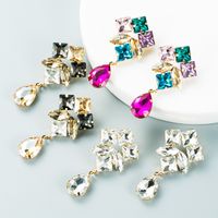 Fashion Personality Multi-layer Alloy Diamond Drop-shaped Colored Glass Diamond Earrings Super Flash Earrings Jewelry main image 1