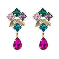 Fashion Personality Multi-layer Alloy Diamond Drop-shaped Colored Glass Diamond Earrings Super Flash Earrings Jewelry main image 6