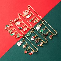 Christmas Series Alloy Color Dripping Oil Christmas Tree Snowflake Elk Snowman Pendant Brooch main image 1