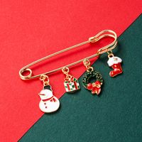 Christmas Series Alloy Color Dripping Oil Christmas Tree Snowflake Elk Snowman Pendant Brooch main image 4