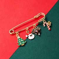 Christmas Series Alloy Color Dripping Oil Christmas Tree Snowflake Elk Snowman Pendant Brooch main image 5