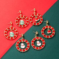Christmas2021 New Christmas Earrings Metal Dripping Circle Old Snowflake Eardrops Stud Earrings Earrings main image 1