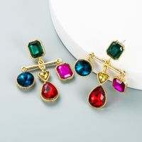 Retro Simple Baroque Cross Tassel Pendant Earrings Fashion Geometric Glass Diamond Earrings main image 5