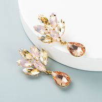 Korean Multi-layer Alloy Diamond-studded Flower High-end Glass Diamond Earrings Super Flash Earrings main image 5