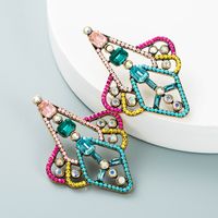 Baroque Retro Creative Geometric Alloy Inlaid Rhinestone Dragonfly Kite Earrings Jewelry main image 4