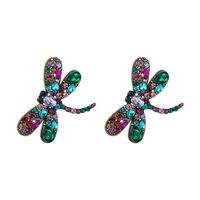 Baroque Retro Creative Geometric Alloy Inlaid Rhinestone Dragonfly Kite Earrings Jewelry main image 6