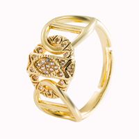 Mode Kreative Persönlichkeit Kupfer Vergoldet Intarsien Zirkon Auge Liebesring Öffnung Verstellbarer Ring Zubehör main image 6