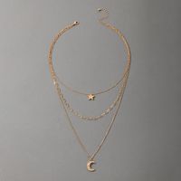 Fashion Creative Jewelry Star Geometric Multilayer Necklace C Letter Three Layer Necklace sku image 1