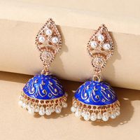 European And American Creative Personality Retro Wild Pearl Painting Oil Earrings main image 2