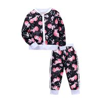 Printing Children's Clothing Suit Zipper Flowers Children's Suit 2-7 Years Old Girls Autumn Clothes sku image 1