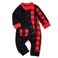 Men's And Women's Clothing Classic Red And Black Plaid Jumpsuit Baby Romper European And American Festival New Children's Jumpsuit sku image 1