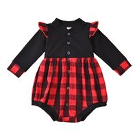 Men's And Women's Clothing Classic Red And Black Plaid Jumpsuit Baby Romper European And American Festival New Children's Jumpsuit sku image 4