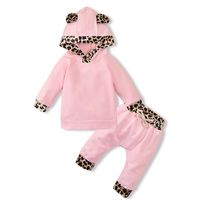 Girls' Sweater New Style Pink Leopard Print Two-piece Suit Children's Sweater Suit sku image 1