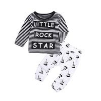 Rock Music Baby Children's Casual Long-sleeved Striped T-shirt Children's Suit Trend sku image 1