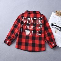 2021 Autumn New Boys' Plaid Shirt Casual Top Letter Printed Children's Handsome Shirt Boys' Clothing sku image 1