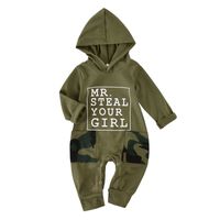 New Baby Children's Clothing Boys' Hooded Romper Long Climbing Jumpsuit sku image 1