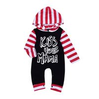 Baby Jumpsuit Baby Letter Print Long Sleeve Hooded Climbing Jumpsuit sku image 1