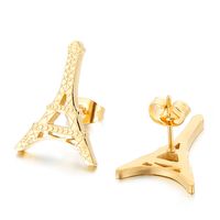 New European And American Fashion Simple Style Personality Pyramid Stainless Steel Earrings sku image 3