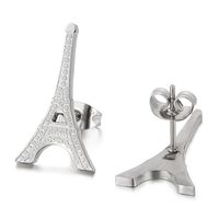 New European And American Fashion Simple Style Personality Pyramid Stainless Steel Earrings sku image 1