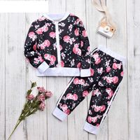 Printing Children's Clothing Suit Zipper Flowers Children's Suit 2-7 Years Old Girls Autumn Clothes main image 1