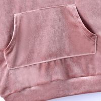 Girls' Autumn And Winter Korean Velvet Mid-length Hooded Sweater 2021 New Solid Color Long Sleeve Children's Pocket Sweatshirt Children's Clothing main image 4