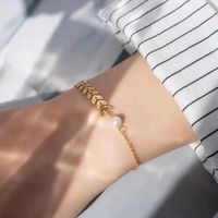 Simple Temperament Wheat Ear Gold Bracelet Fashion All-match Adjustable Pearl Stainless Steel Bracelet main image 3